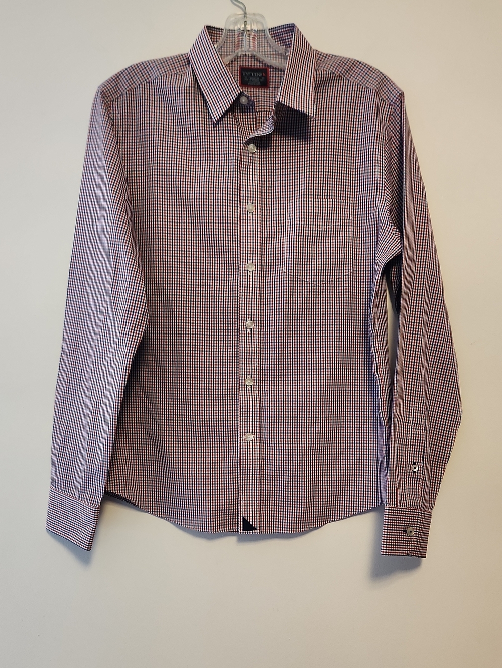 UNTUCKit Slim-Fit Men's Check Shirt in Red/Blue/White Men's Medium